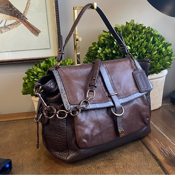 Coach Rare Pinnacle Eva Croc Embossed Handbag - Picture 3 of 12